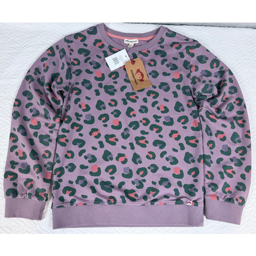 Appaman Girls Size 14 Leopard Print Sweatshirt Pullover Purple Green Coral NWT